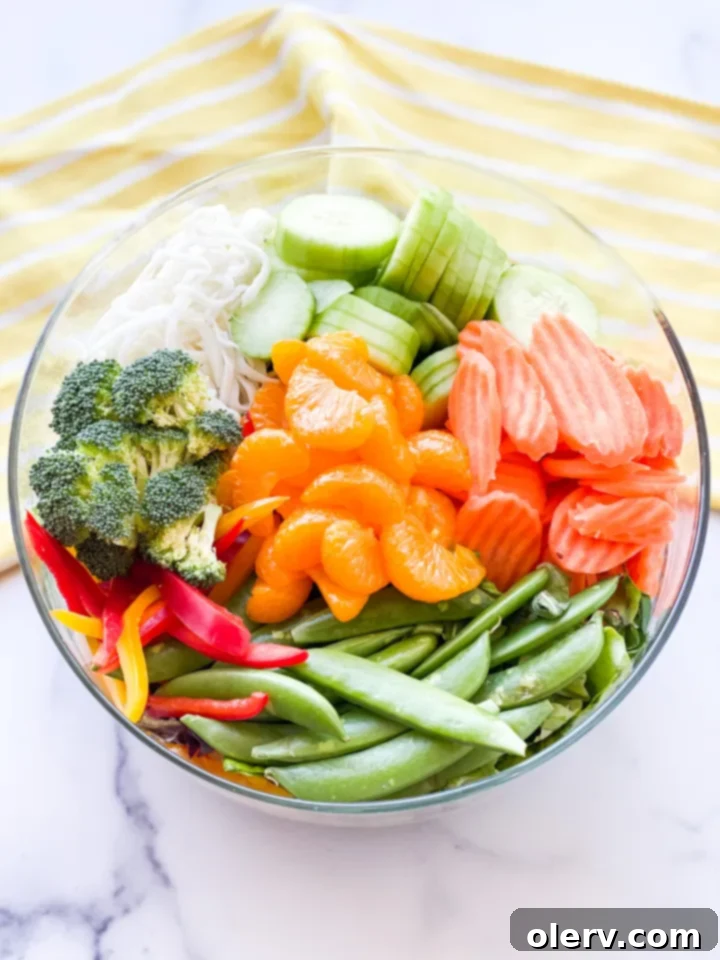 Asian Salad with a Creamy Ginger Citrus Kick 6 Overhead view of Asian Salad with dressing