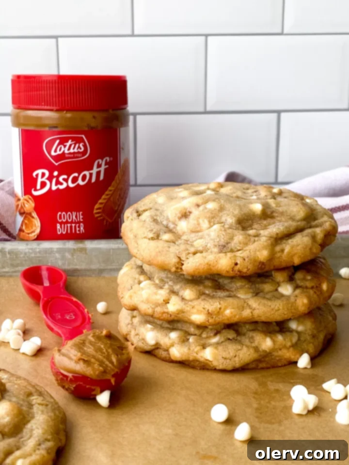 White Chocolate Cookie Butter Bliss 6 Hands demonstrating the process of stuffing cookie dough with Biscoff cookie butter.