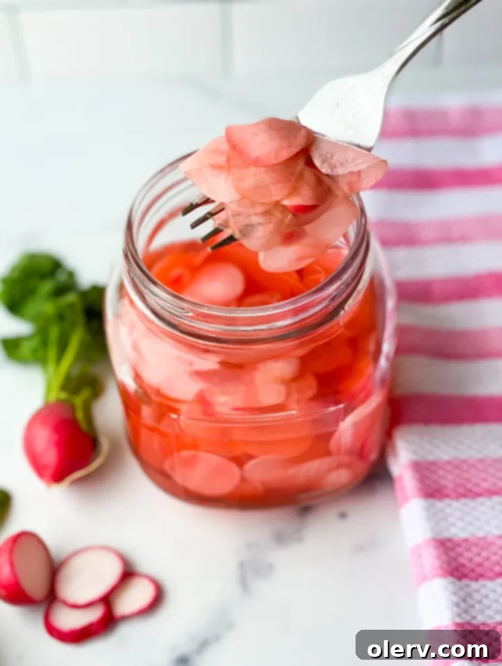 Quick Pickled Radishes 7 A dish topped with pickled radishes