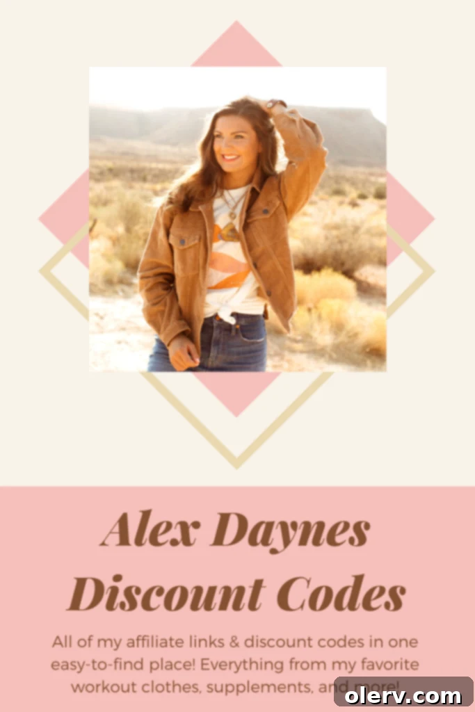 Save with Alex Daynes Discount Codes and Links 2 Alex Daynes holding a card with various affiliate codes and discounts, smiling brightly.