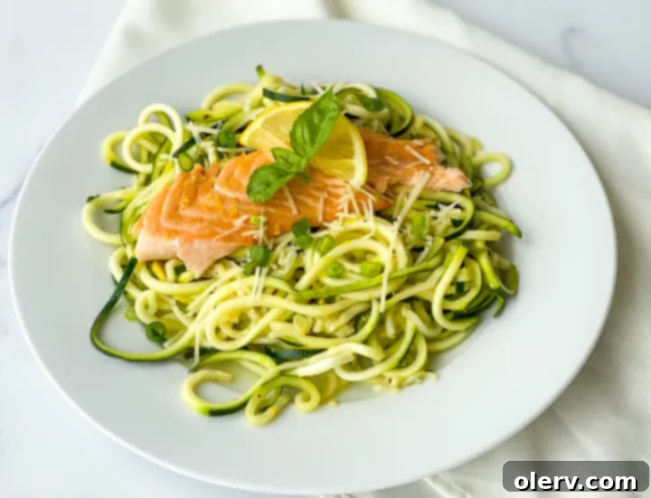 Zesty Salmon with Zucchini Ribbons 3 Ingredients for Lemon Salmon with Zucchini Noodles laid out on a table