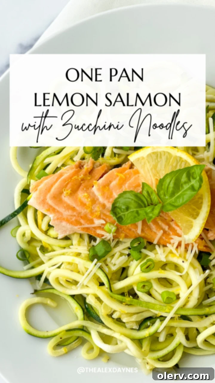 Pinterest Pin for Lemon Salmon with Zucchini Noodles