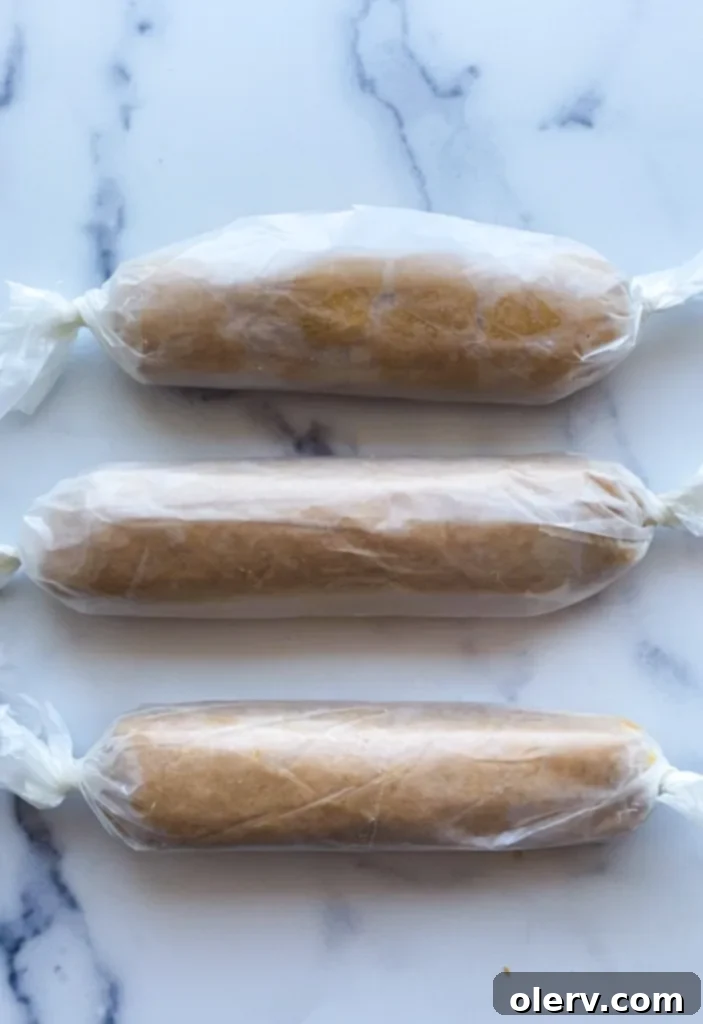 Peanut Butter Cookie Sandwiches 4 Peanut butter cookie dough rolled into logs in wax paper.