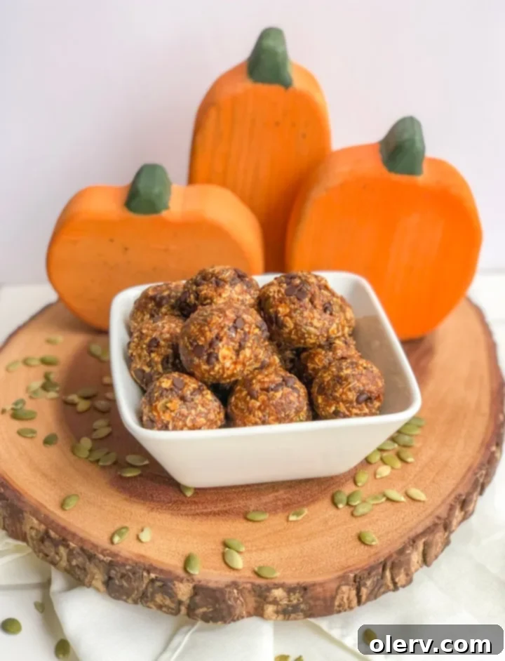 Pumpkin Energy Bites with chocolate chips and pumpkin seeds