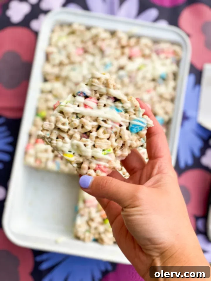 Lucky Charms Treat Bars 2 Delicious Lucky Charms Cereal Bars with white chocolate drizzle
