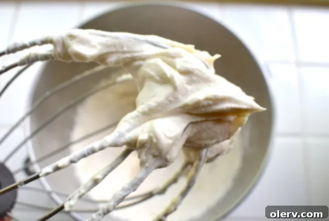 Stabilized whipped cream in a serving bowl