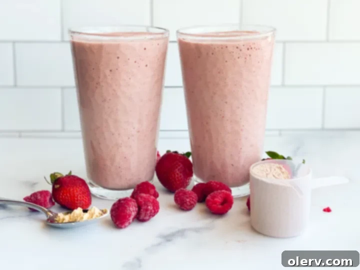 Berry Chocolate Protein Boost 6 A vibrant Berry Chocolate Protein Shake served in a glass, ready for enjoyment