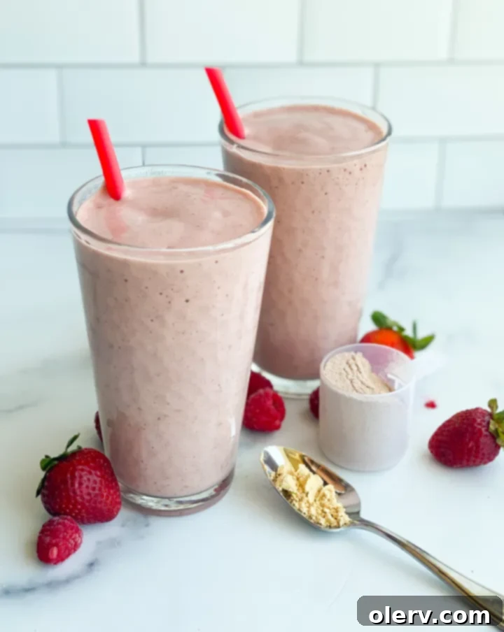 Pinterest share image for Berry Chocolate Protein Shake