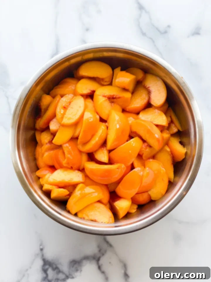 Fresh Peach and Mozzarella Salad 3 Blanching peaches in boiling water