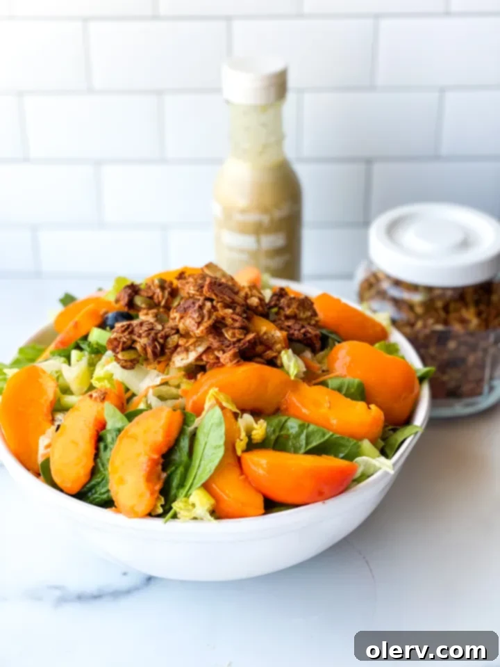 Fresh Peach and Mozzarella Salad 7 Peach Salad with Granola and Poppyseed Dressing