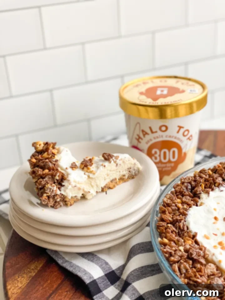 Decadent Caramel Crunch Ice Cream Pie 4 Ingredients for Caramel Crunch Ice Cream Pie laid out