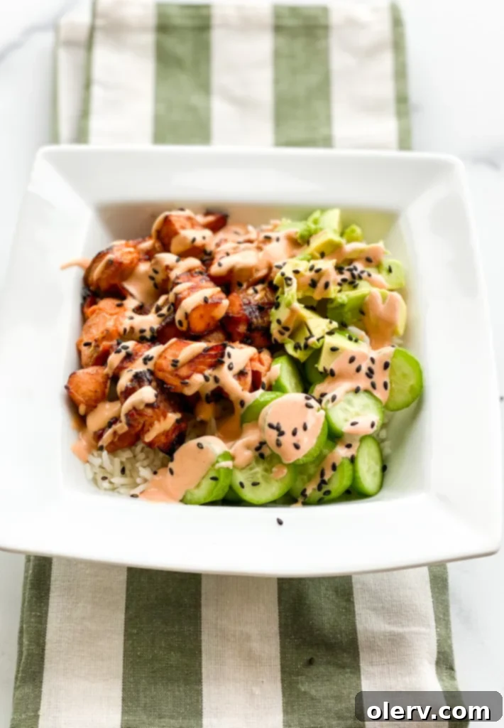 Ultimate Salmon Rice Bowl 5 Air fryer basket with marinated salmon cubes