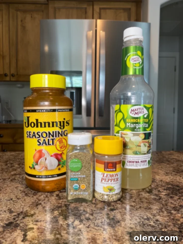 Succulent Smoked Boneless Chicken Thighs 5 Ingredients laid out for smoked boneless chicken thigh marinade
