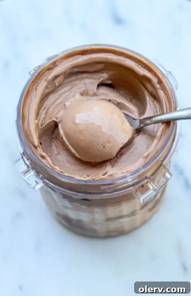 Ninja Creami The Ultimate Frozen Dessert Maker 5 Two Ninja Creami pints, one filled with chocolate ice cream, the other with vanilla