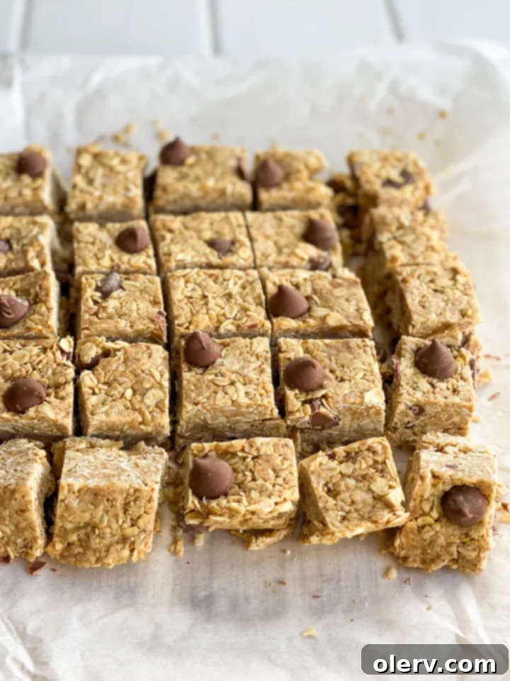 A selection of delicious homemade Heavenly Hunks with chocolate chips, perfect for a healthy snack.
