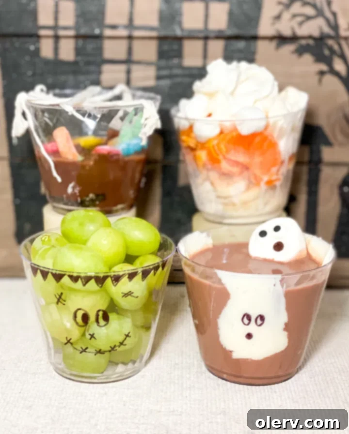 Monster Munchie Cups 2 Adorable Halloween Snack Cups filled with festive treats