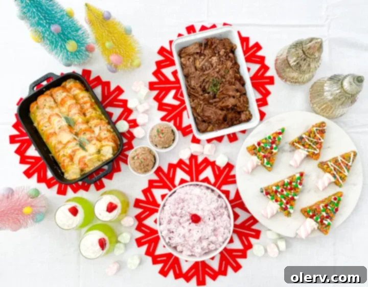 The Grinch's Feast 3 Festive Grinch themed Christmas dinner table setting