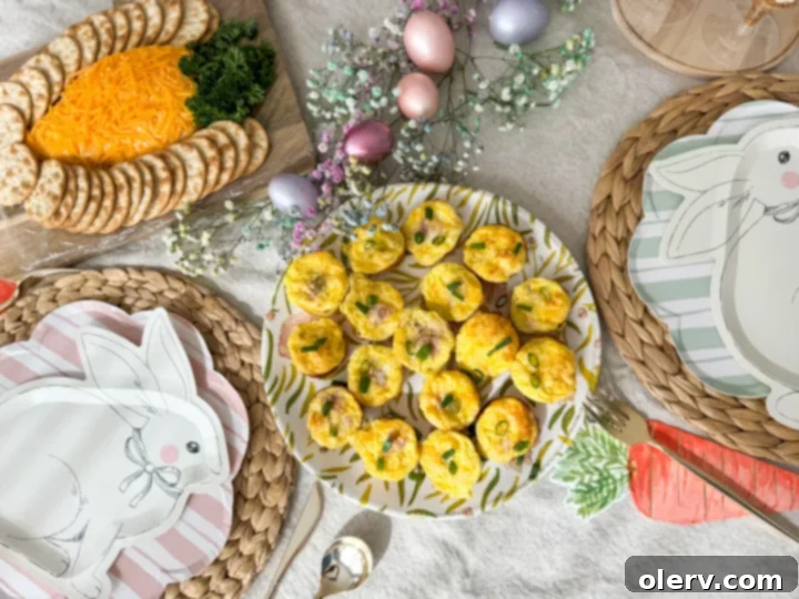 Hoppy Easter Bites 5 Beautifully decorated Easter table with spring flowers and place settings