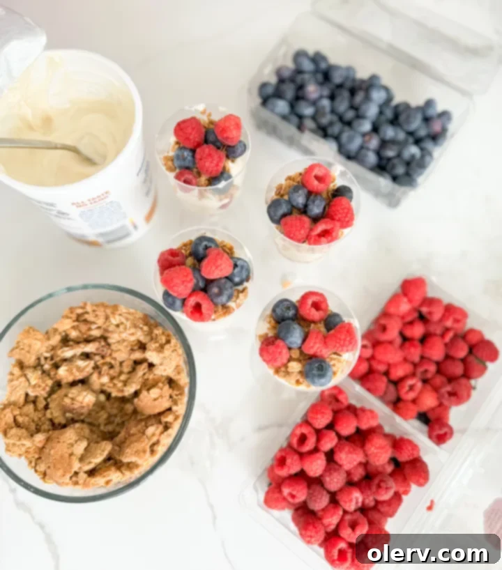 Layered Parfait Perfection 7 Homemade Yogurt Parfait Cups with Peanut Butter Granola