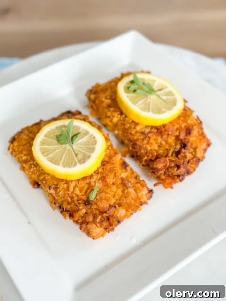 Lemon-Kissed Crispy Salmon Delight 7 Crispy Lemon Salmon, fresh from the air fryer