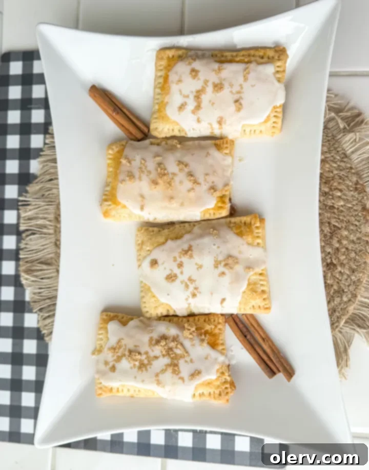 Homemade Brown Sugar Cinnamon Poptart on a plate, ready to be enjoyed as a sweet breakfast or dessert.