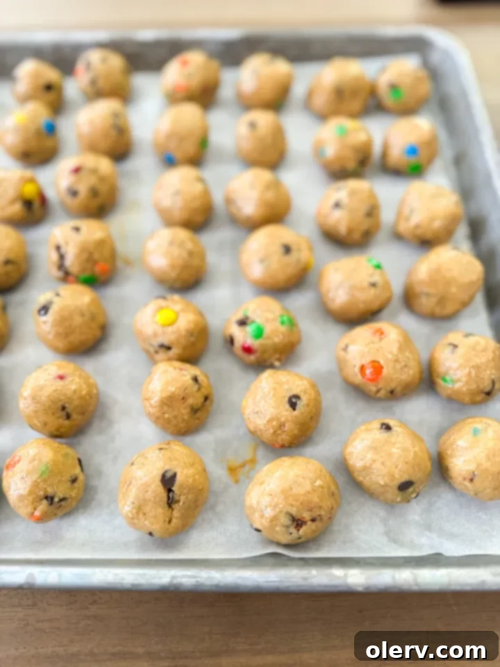 Satisfying Monster Cookie Protein Bites 6 A stack of Monster Cookie Protein Bites