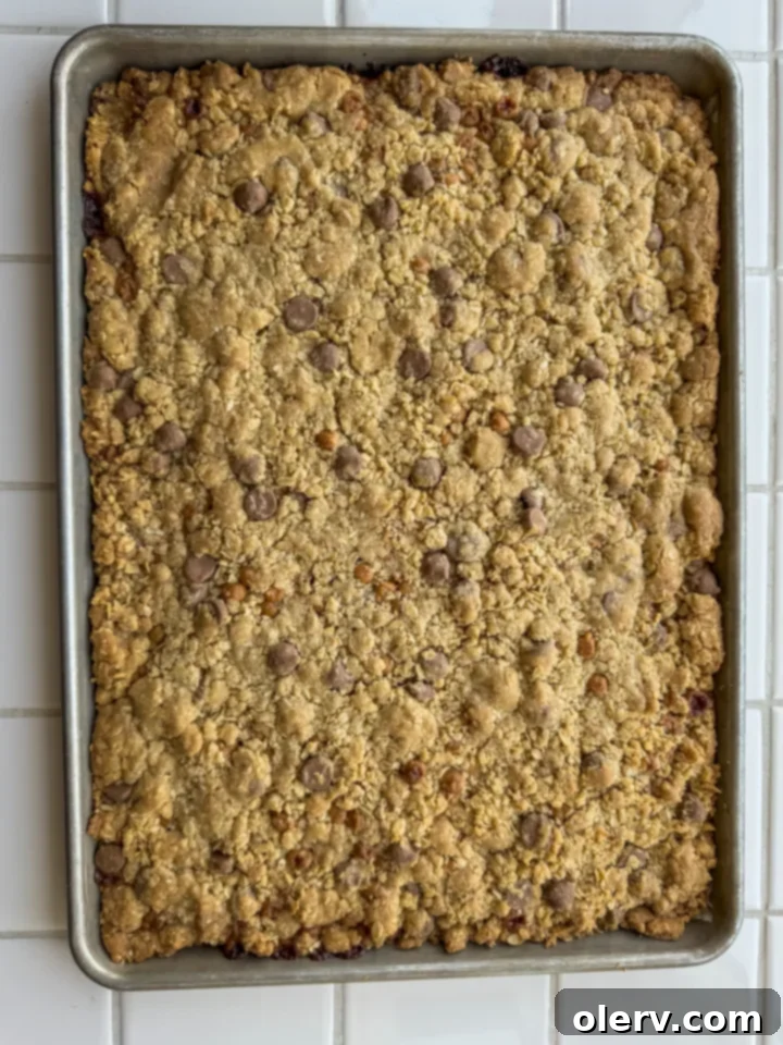 Gooey Caramel Chocolate Chip Cookie Bars 6 A single Caramel Chocolate Chip Bar Cookie with a bite taken out, showing the gooey caramel center.