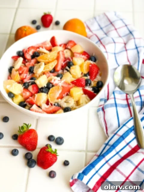 Pina Colada Fruit Salad with tropical flair, perfect for any gathering