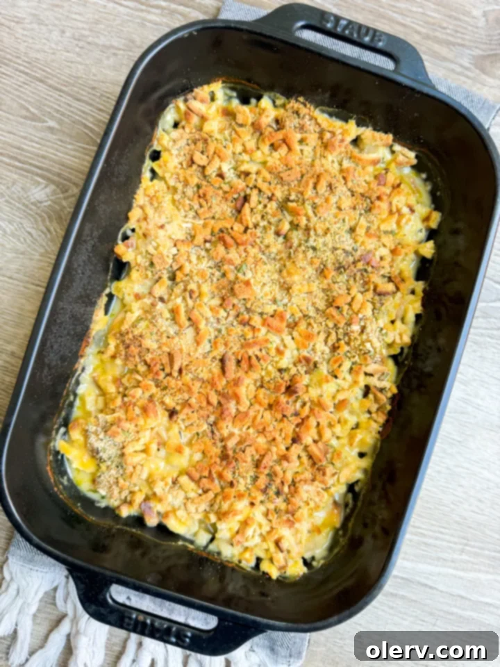 Comfort Chicken Stuffing Casserole 6 The finished Chicken Stuffing Bake, hot and ready to serve