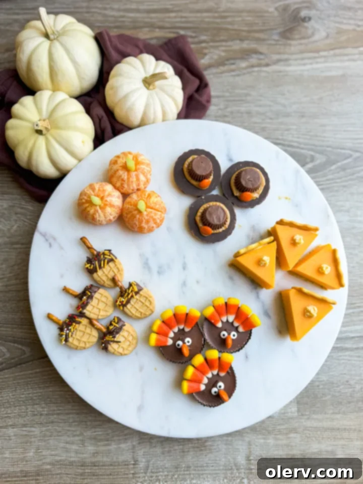 Mini Thanksgiving Delights 5 Cute pilgrim hat cookies made with fudge stripe cookies and Reese's.