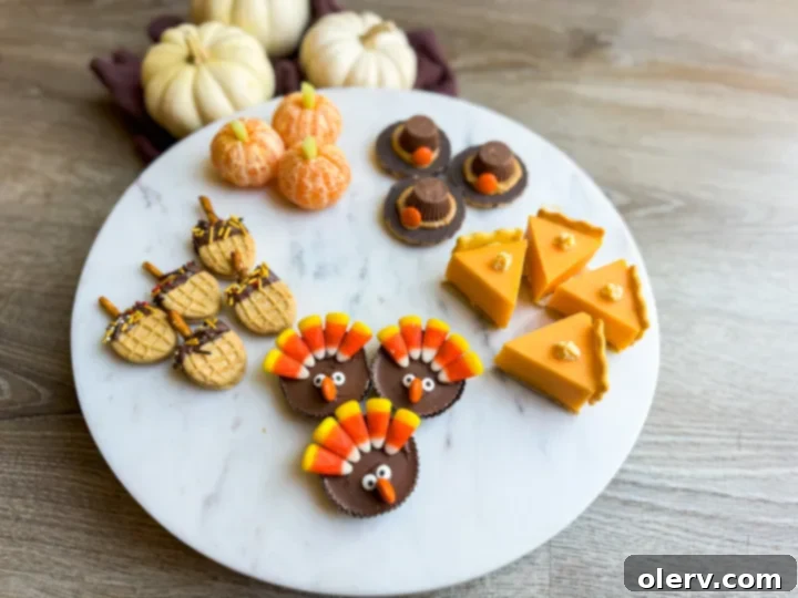 Mini Thanksgiving Delights 9 Assortment of festive tiny Thanksgiving treats, inviting to be pinned to Pinterest for later.