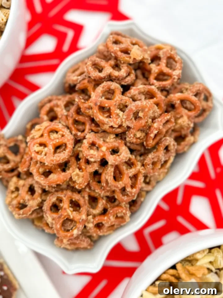 Sweet and Salty Toffee Pretzel Crunch 2 Delicious Butter Toffee Pretzels piled high, glistening with homemade toffee