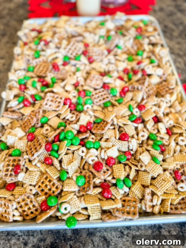 Dreamy White Chocolate Chex Mix 4 Chex Mix ingredients in a bowl