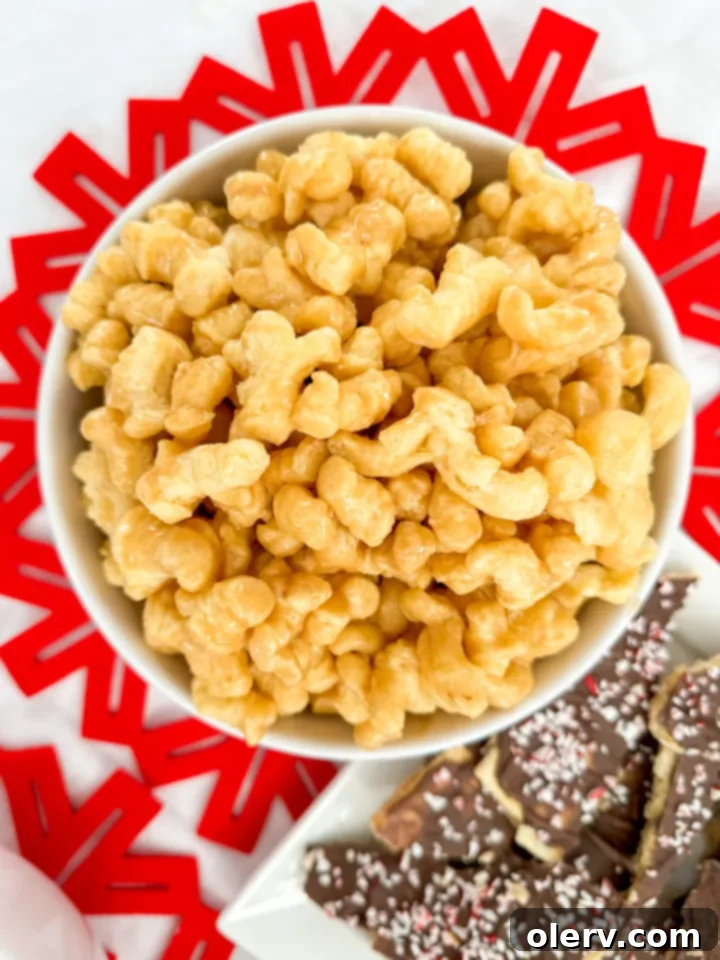 The Ultimate Christmas Crack Recipe Collection 5 Golden Caramel Puff Popcorn in a bowl