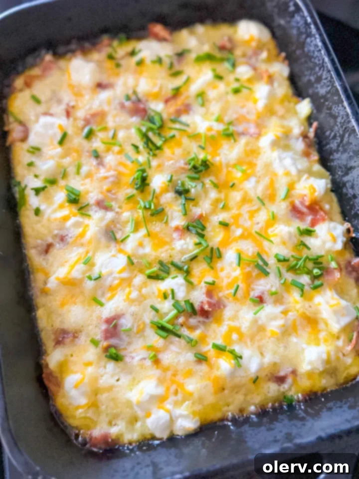 Delicious Easy Overnight Breakfast Casserole baked to perfection in a dish