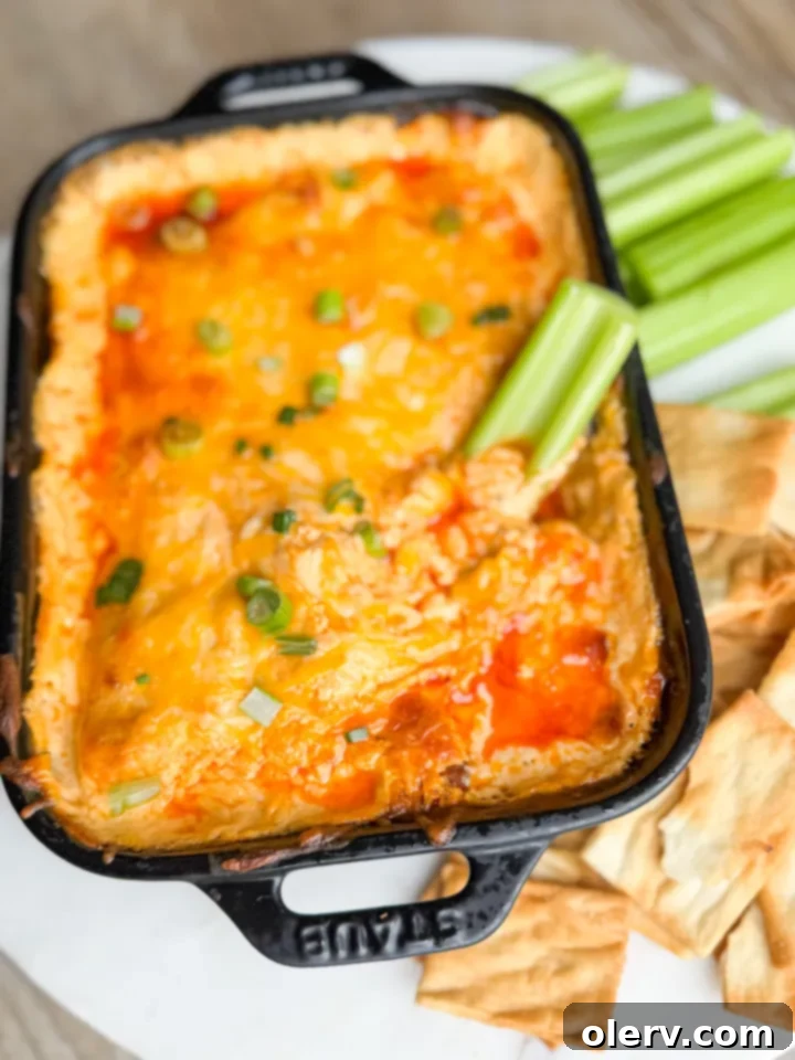 The Ultimate Buffalo Chicken Dip 5 Hot and bubbly Buffalo Chicken Dip fresh out of the oven