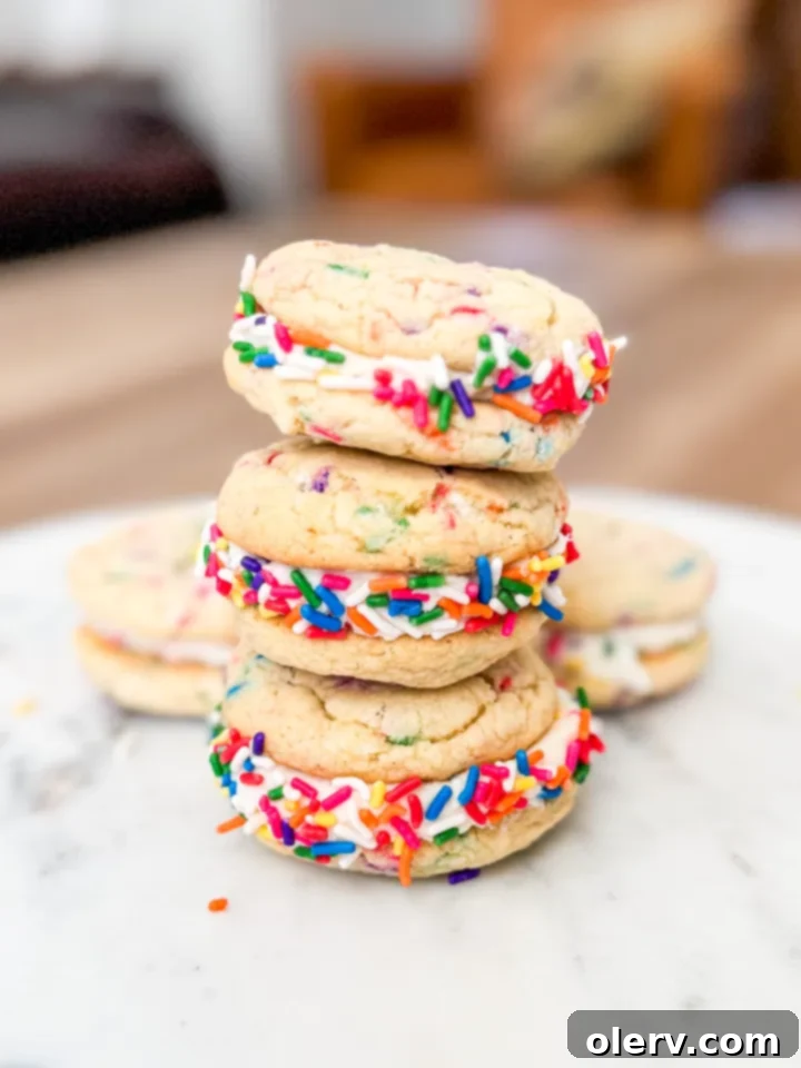 Vibrant Sprinkled Cookie Stacks 6 Decorating Funfetti Sandwich Cookies