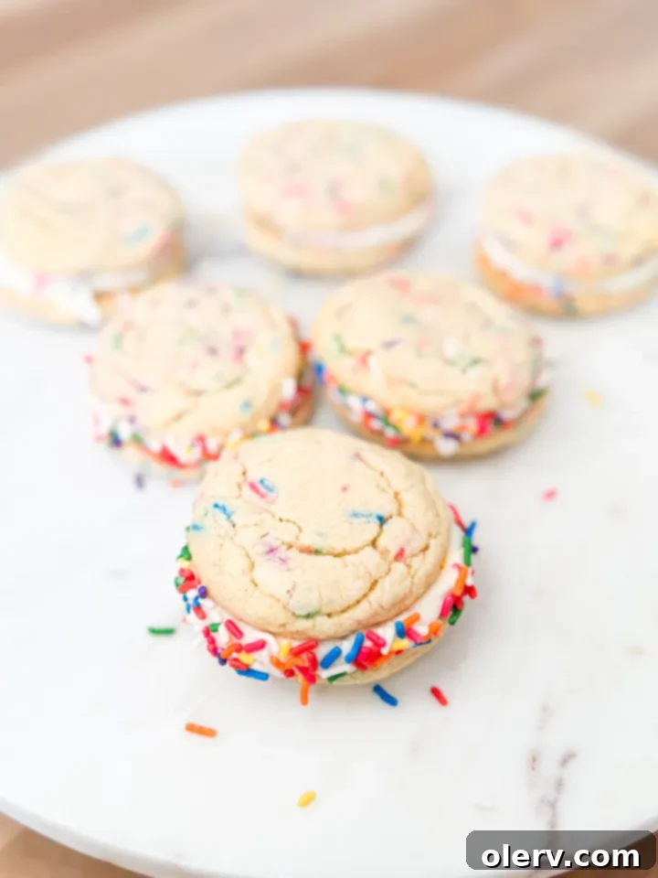 Vibrant Sprinkled Cookie Stacks 7 Finished Funfetti Sandwich Cookies