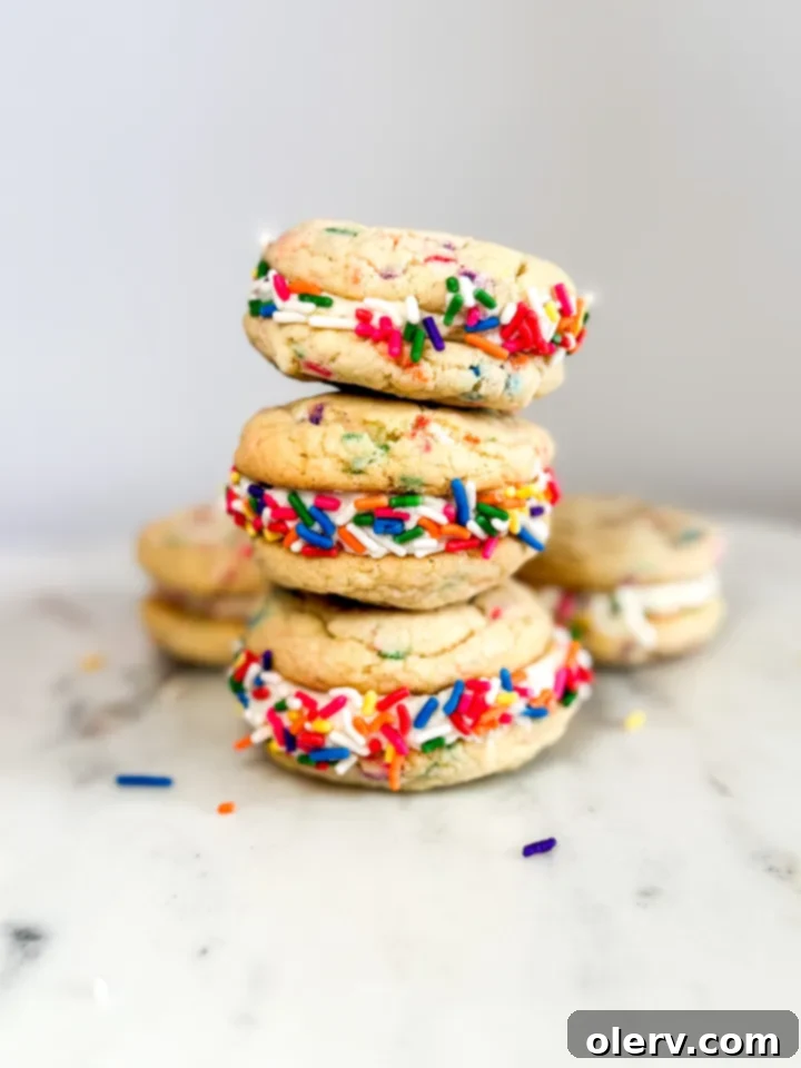 Vibrant Sprinkled Cookie Stacks 8 Funfetti Sandwich Cookies