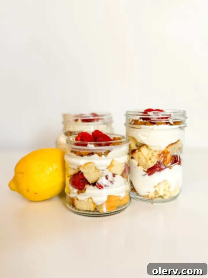 Lemon Trifle Dessert recipe card image for Pinterest.