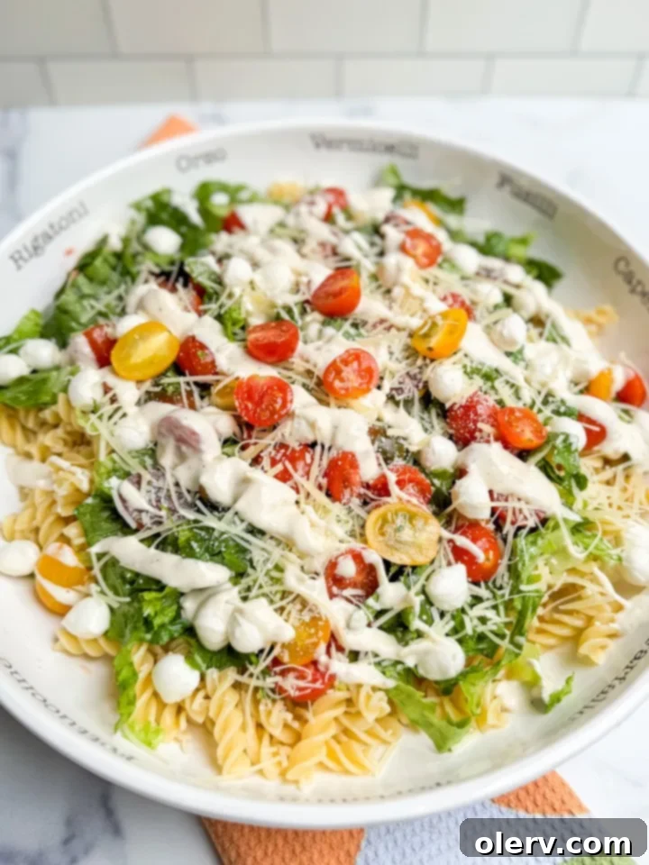 Creamy Caesar Pasta Delight 3 Caesar Pasta Salad ingredients laid out before mixing