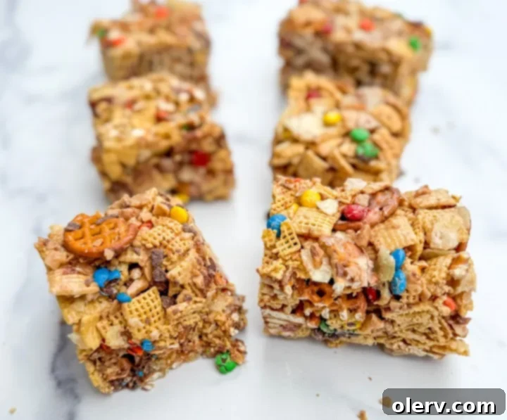 Hodgepodge Cereal Bars 4 Ingredients for Kitchen Sink Cereal Bars laid out on a counter.