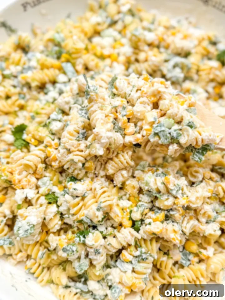 Pinterest pin for Street Corn Pasta Salad