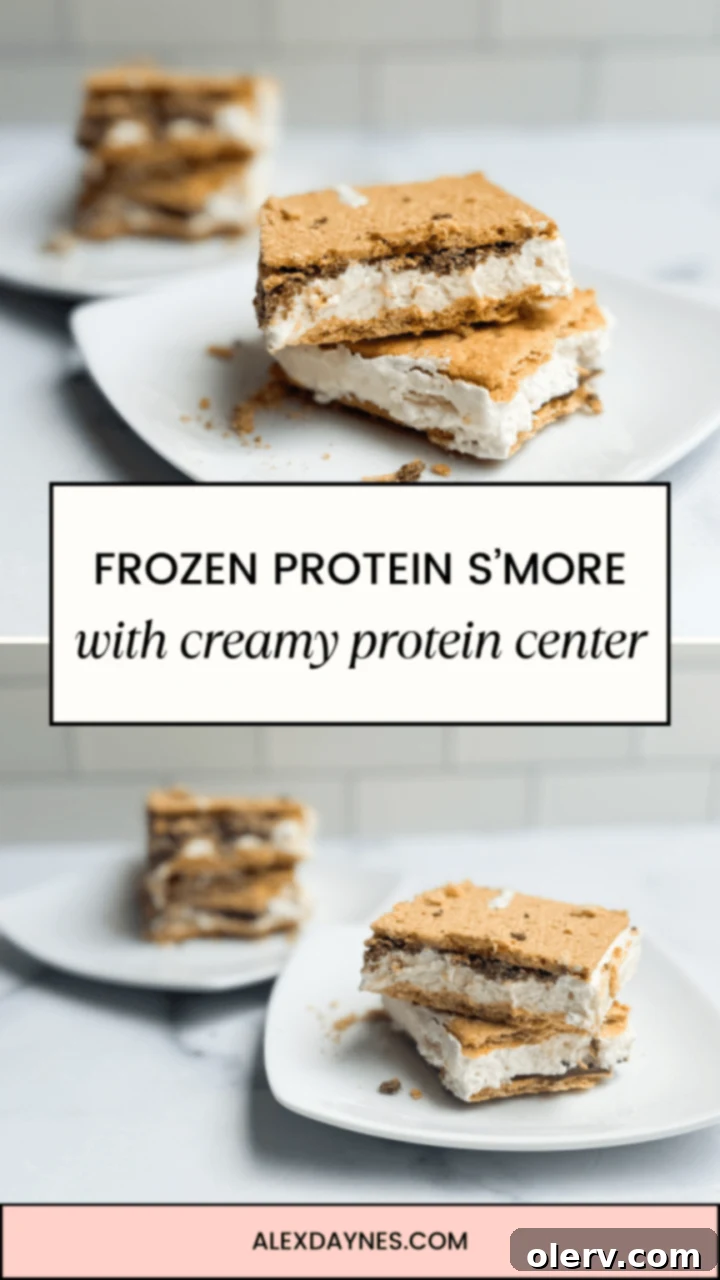 Protein Packed Frozen Smores 6 Pinterest graphic for Frozen Protein S'mores recipe