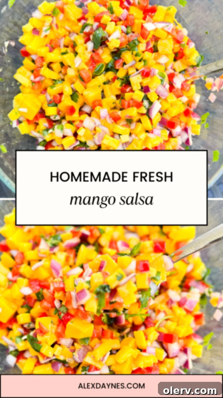 Woman holding a bowl of fresh mango salsa