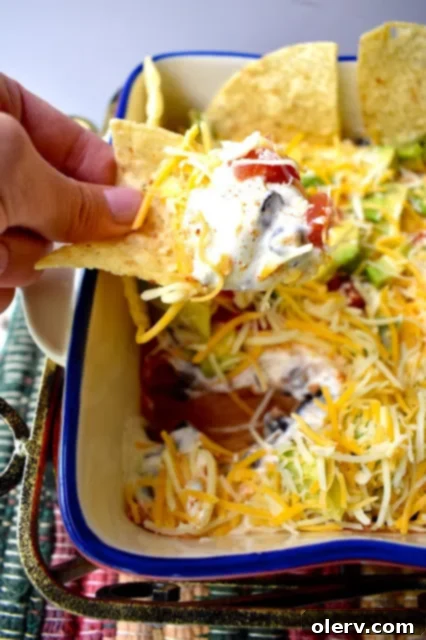 Ultimate Seven Layer Dip 3 7 Layer Bean Dip recipe pin for Pinterest