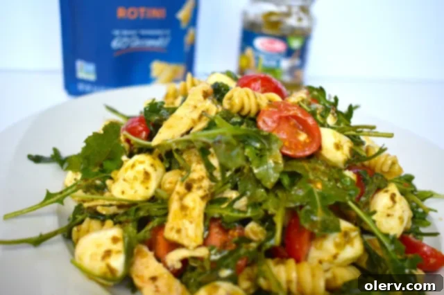 Summer Caprese Pasta 3 Barilla Ready Pasta package next to fresh Caprese Salad ingredients