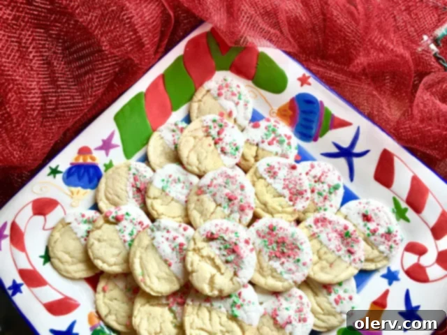 White Chocolate Peppermint Dipped Sugar Cookies for Pinterest