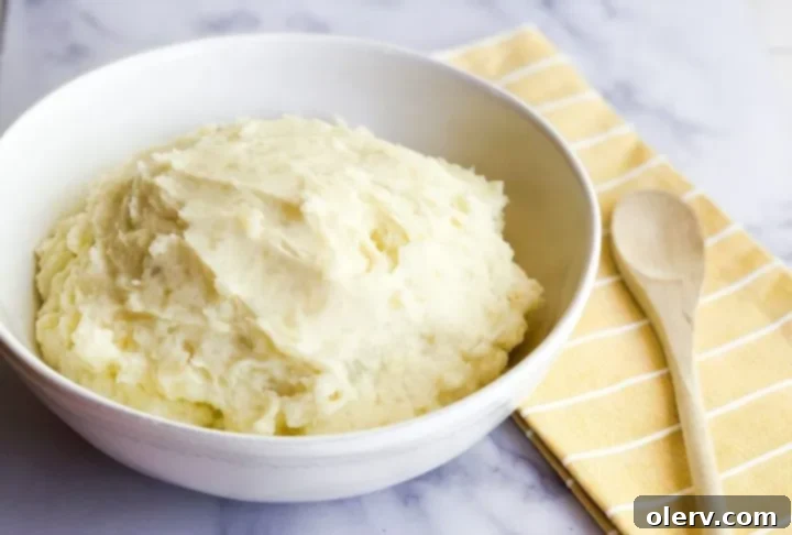 Fluffy Instant Pot Mashed Potatoes in Minutes 2 Creamy Instant Pot Mashed Potatoes in a bowl, ready to serve.
