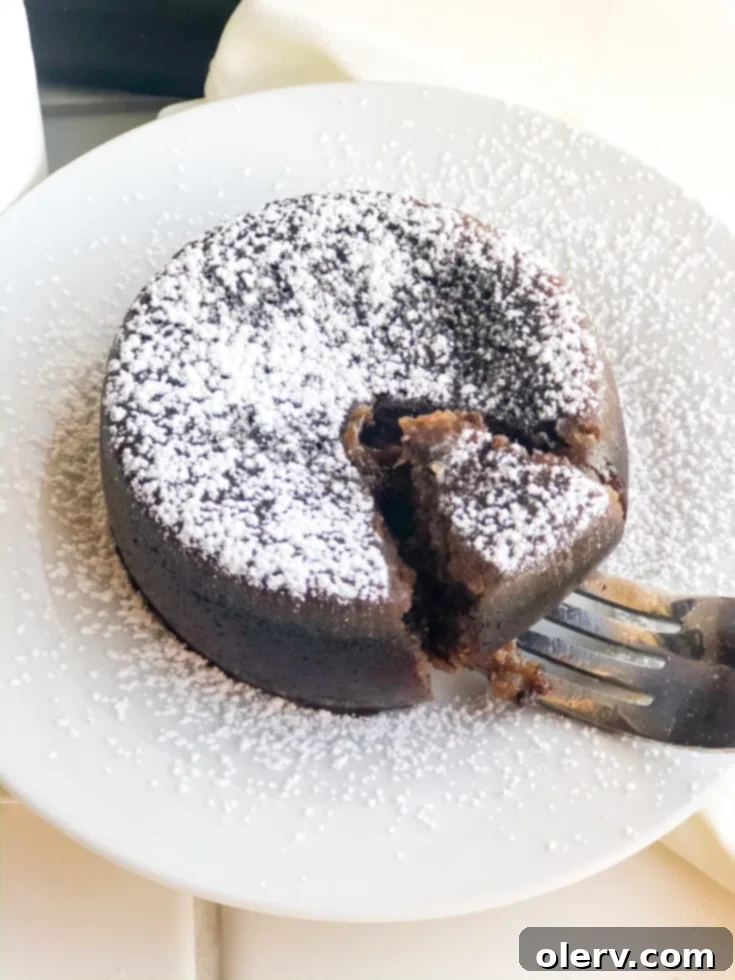 Molten Chocolate Lava Cake, finished and ready to be enjoyed.